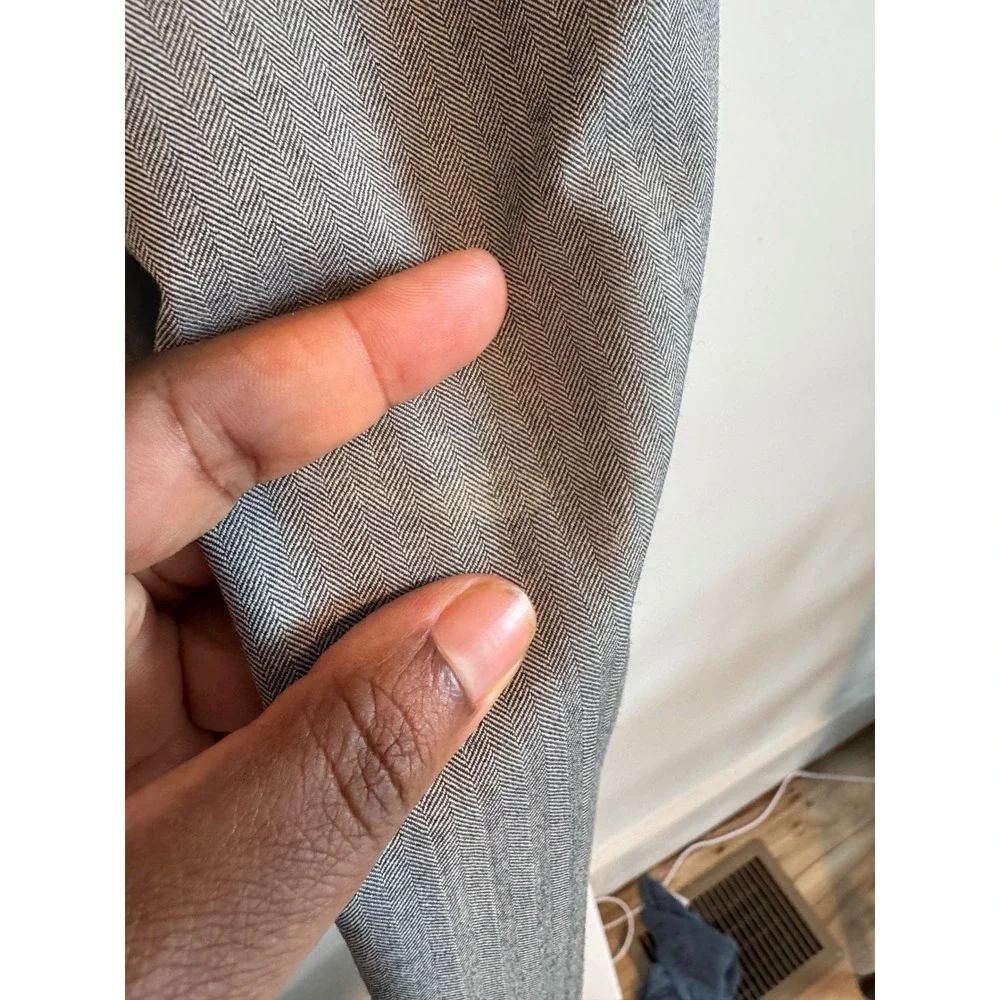 Michael Kors Womens Grey Herringbone Wool Wide Leg Trousers Made in Italy Size M